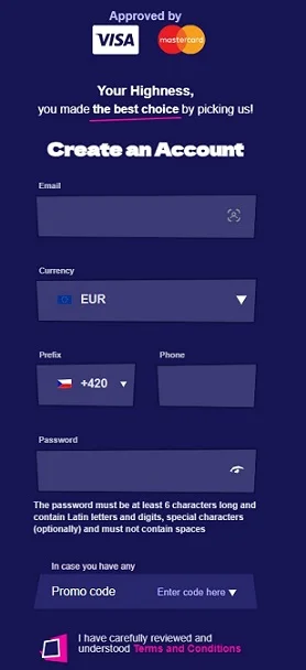 royspins-casino-registrační-formulář